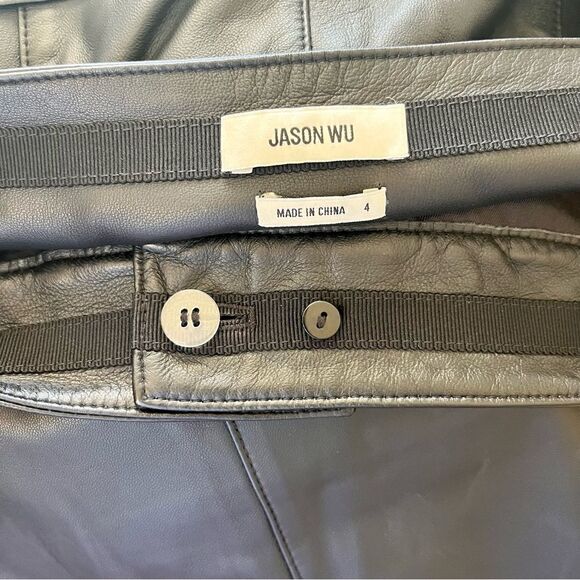 Jason Wu Straight-Leg Lamb Leather Black Pants‎ Size 4 - Picture 11 of 12